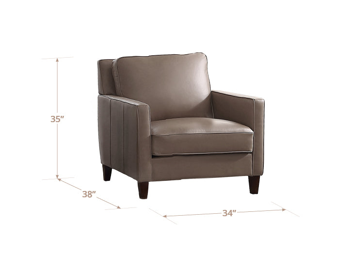 Arden Taupe Leather Upholstered Accent Chair