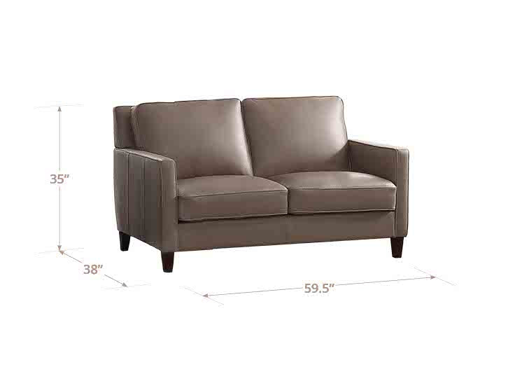 Arden Taupe Leather 60" Loveseat