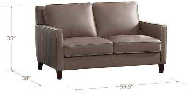 Arden Taupe Leather 60" Loveseat