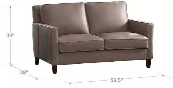 Arden Taupe Leather 60" Loveseat