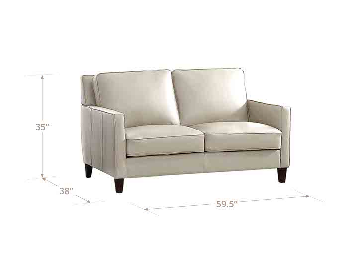 Arden Vanilla Leather 60" Loveseat