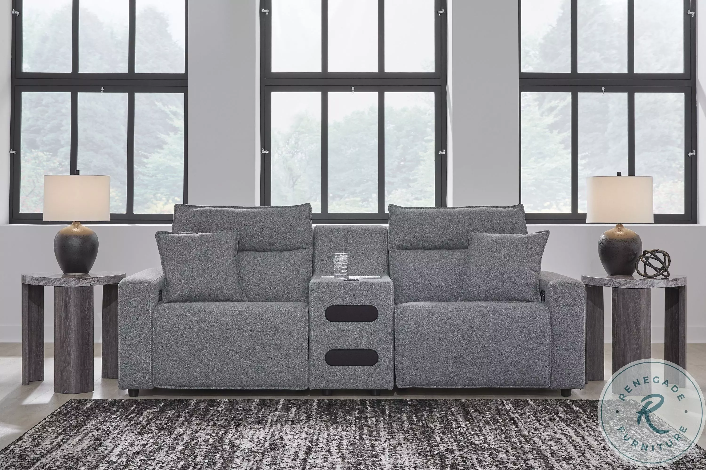 Modmax Salt And Pepper Performance Fabric Power Reclining Sofa