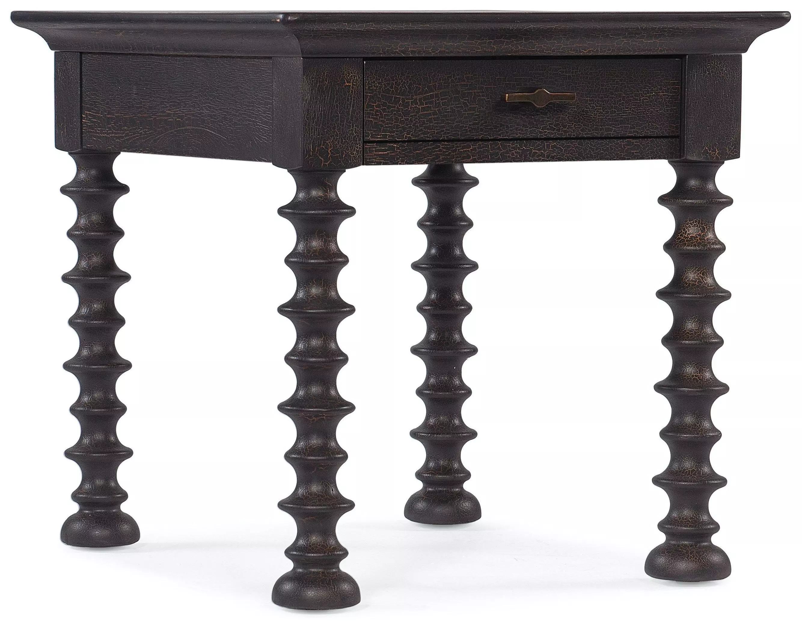 Alison Updated Traditional Distressed Black Wood Side Table