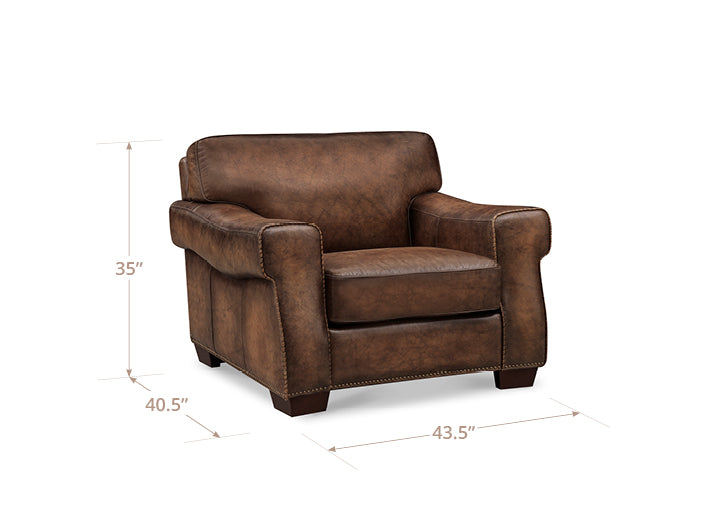 Capton Russet Leather Upholstered Accent Chair