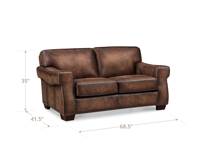 Capton Russet Leather 69" Loveseat