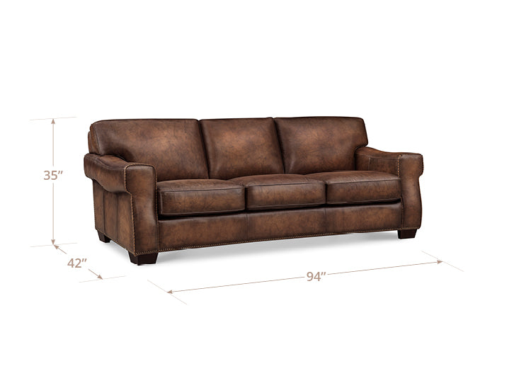 Capton Russet Leather 94" Sofa