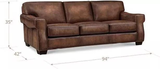 Capton Russet Leather 94" Sofa