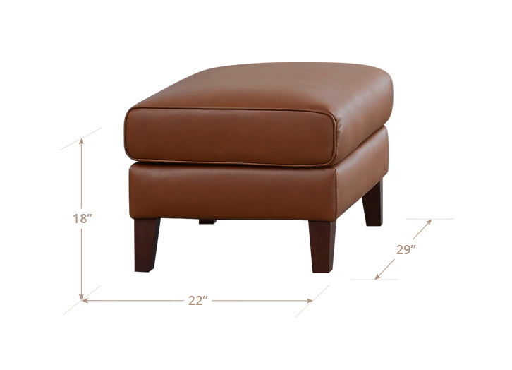 Kona Nutmeg Leather Upholstered Rectangular Ottoman