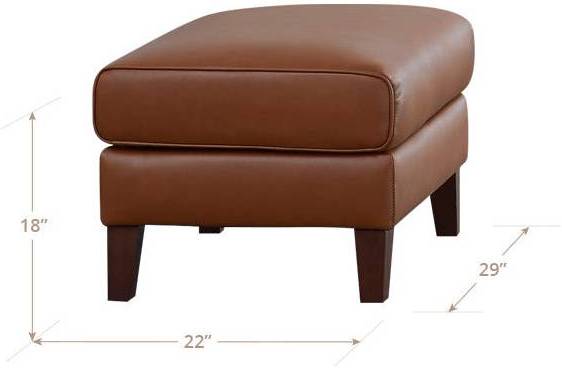 Kona Nutmeg Leather Upholstered Rectangular Ottoman