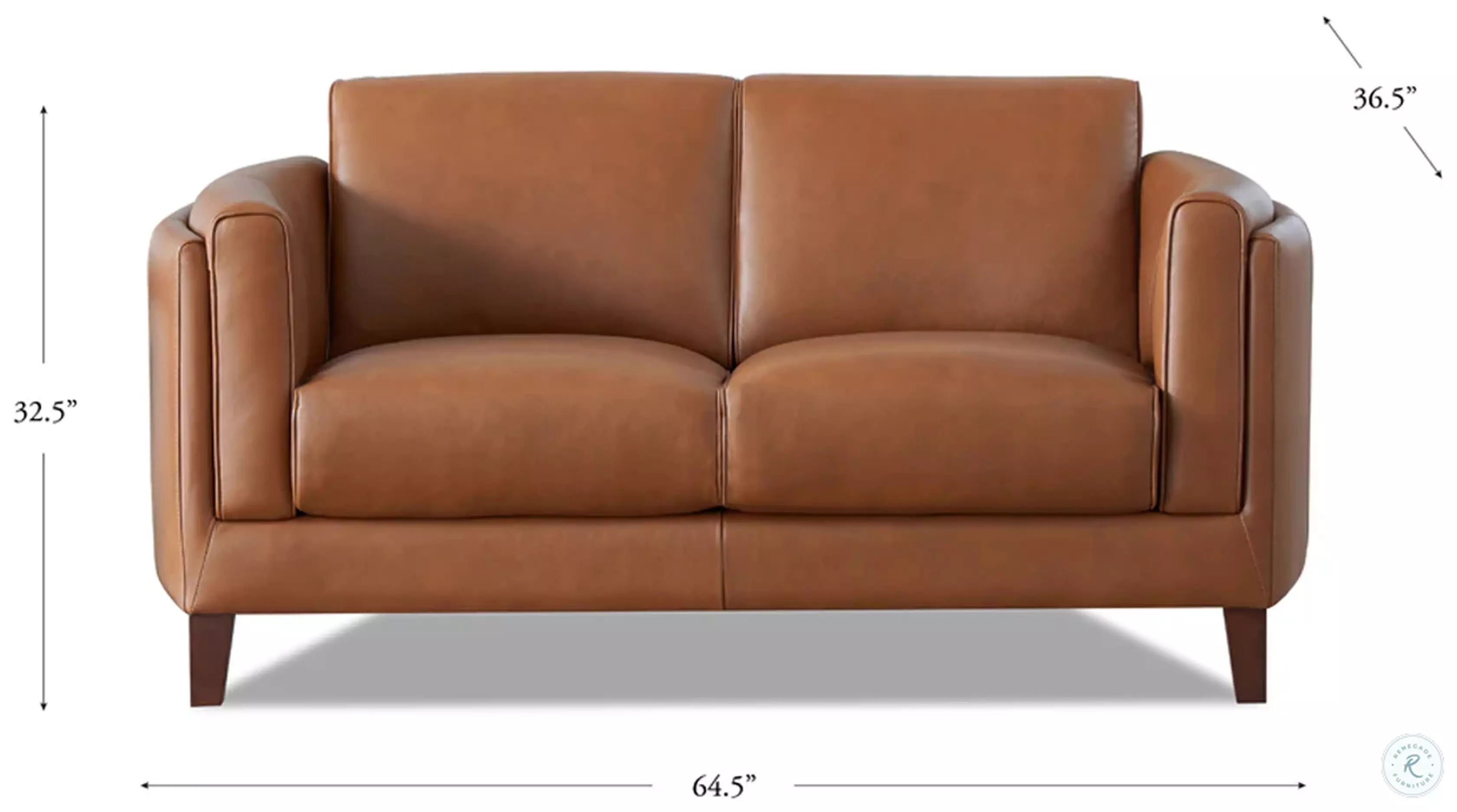 Kona Nutmeg Leather 65" Loveseat