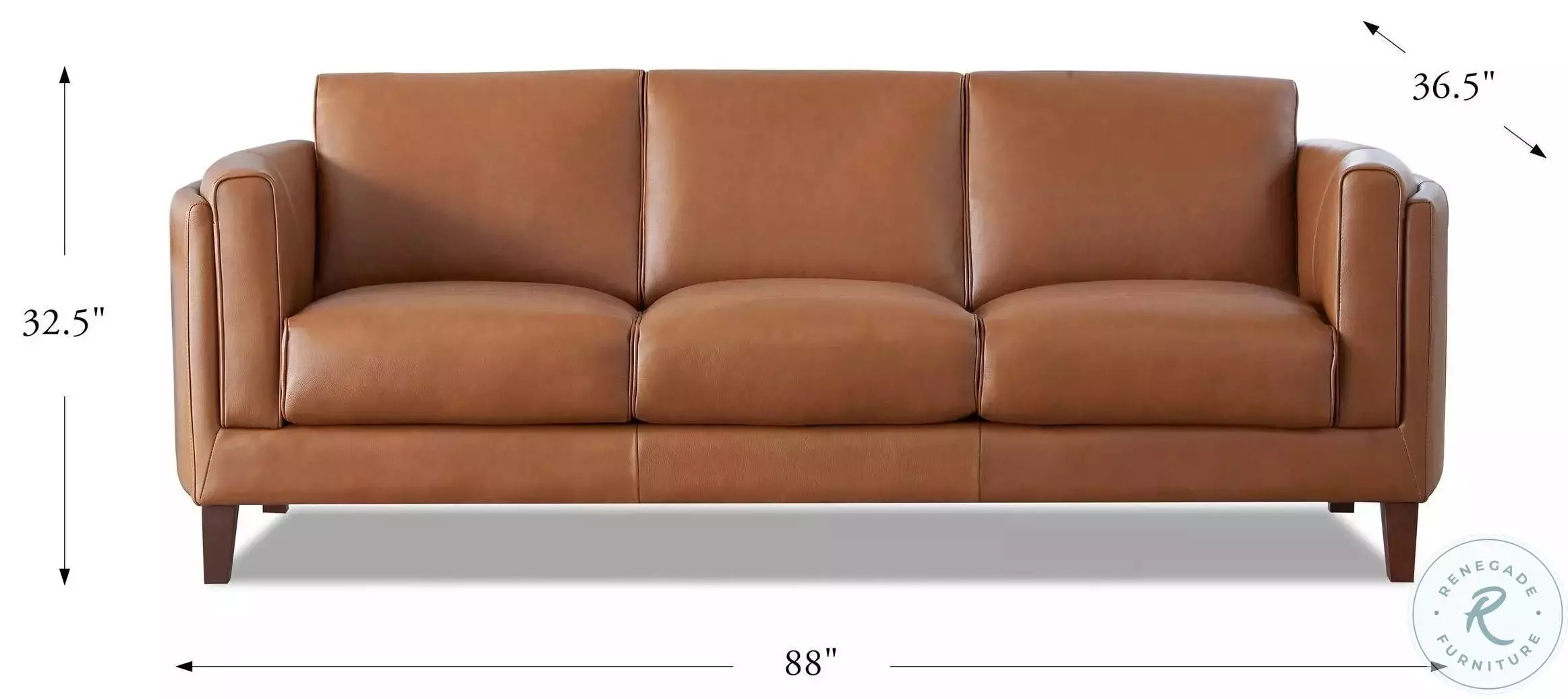 Kona Nutmeg Leather 88" Sofa