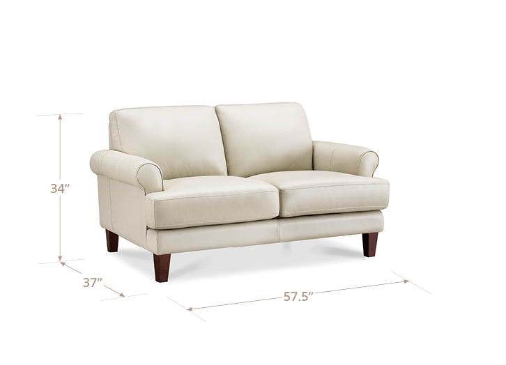 Soleil Vanilla Leather 58" Loveseat