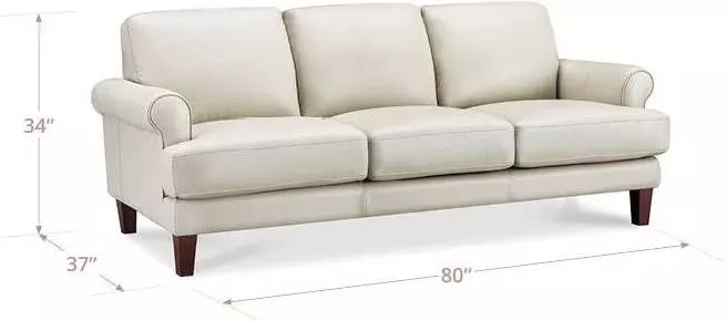 Soleil Vanilla Leather 80" Sofa