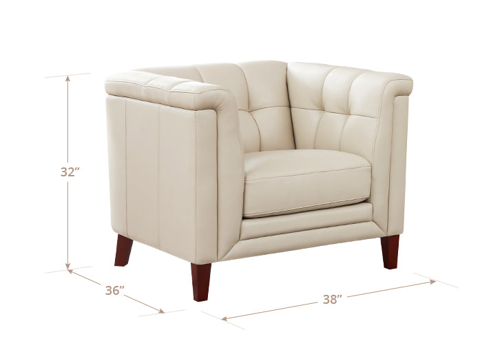 Elric Vanilla Leather Upholstered Accent Chair