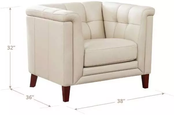 Elric Vanilla Leather Upholstered Accent Chair