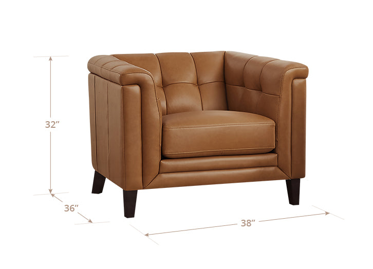 Elric Cognac Leather Upholstered Accent Chair