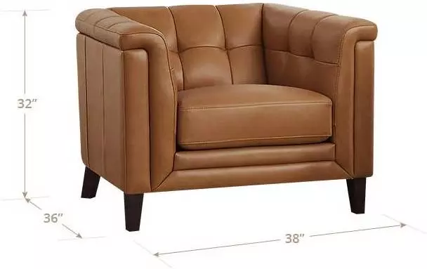 Elric Cognac Leather Upholstered Accent Chair