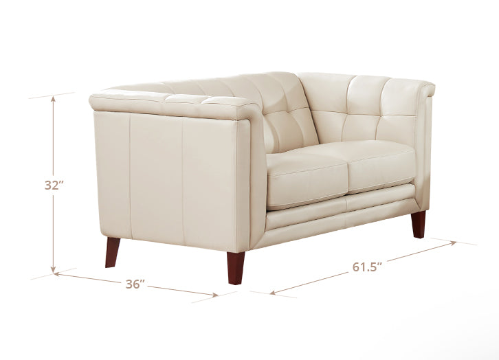 Elric Vanilla Leather 62" Loveseat