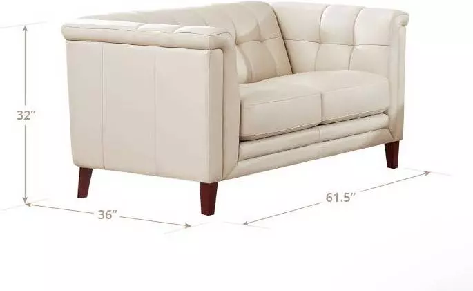 Elric Vanilla Leather 62" Loveseat