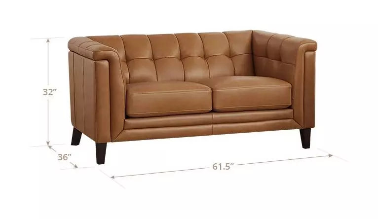 Elric Cognac Leather 62" Loveseat