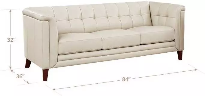 Elric Vanilla Leather 84" Sofa