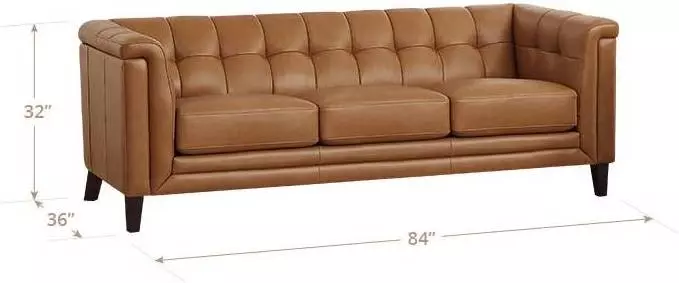 Elric Cognac Leather 84" Sofa