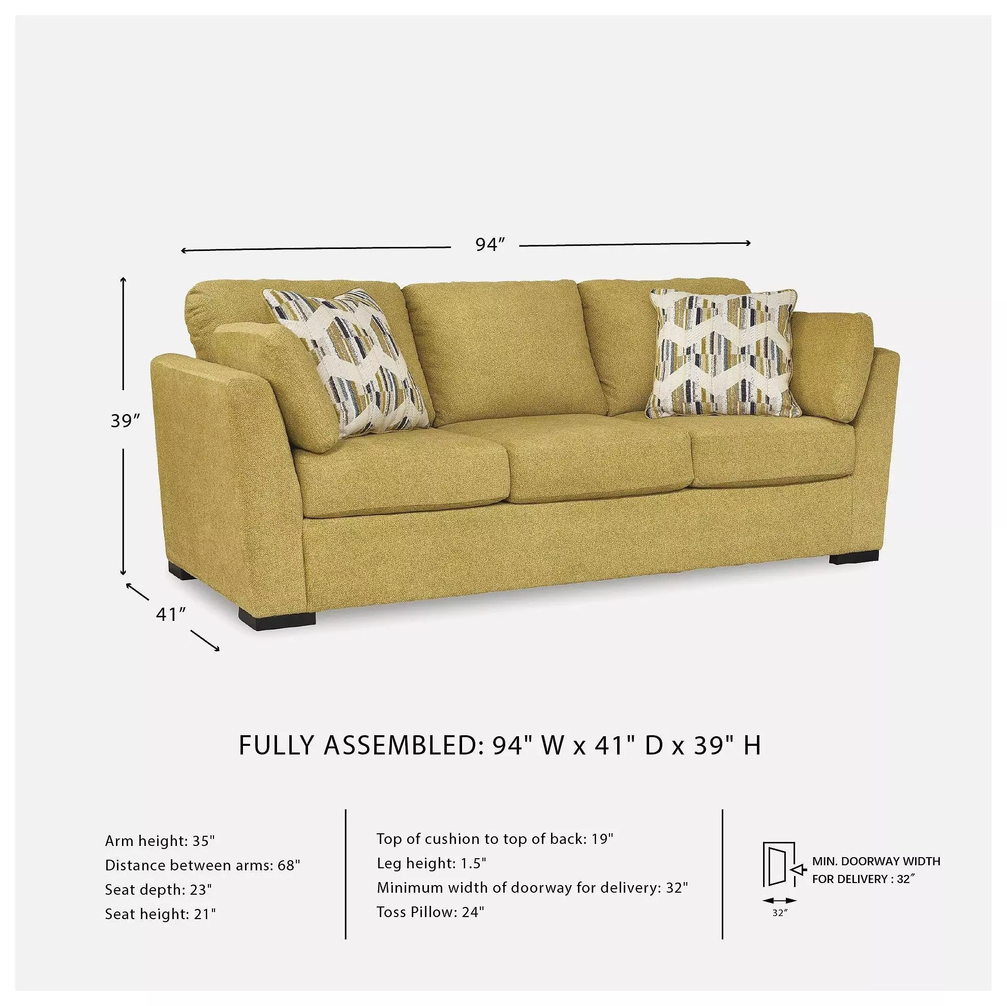 Keerwick Sunflower 94" Sofa