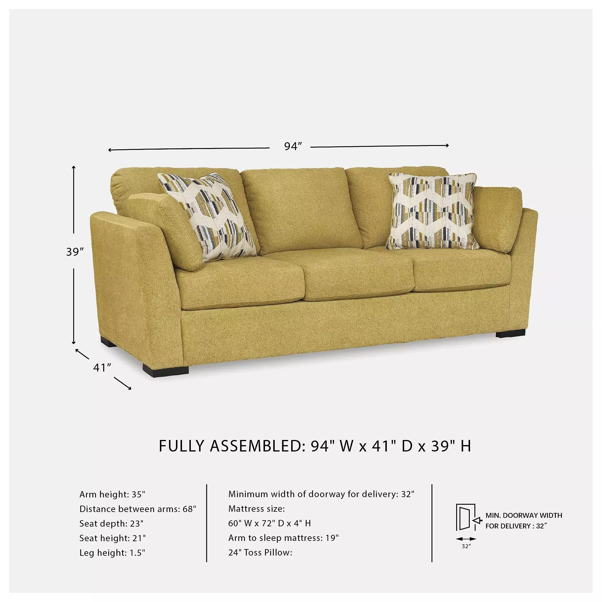 Keerwick Sunflower Queen 94" Sofa Sleeper