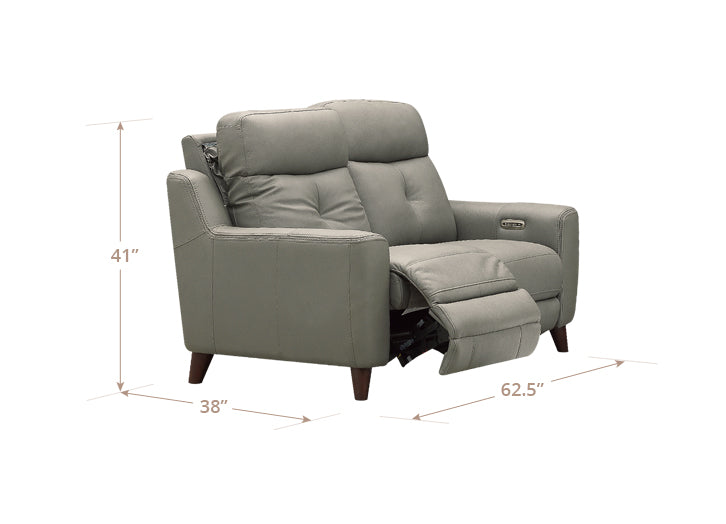 Cordell Slate Leather 63" Zero Gravity Power Reclining Loveseat with Power Headrest and USB Charging