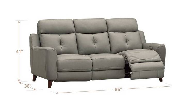 Cordell Slate Leather 86" Zero Gravity Power Reclining Sofa with Power Headrest and USB Charging