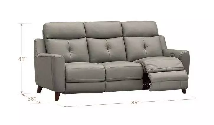 Cordell Slate Leather 86" Zero Gravity Power Reclining Sofa with Power Headrest and USB Charging
