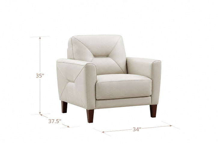 Elowen Vanilla Leather Upholstered Accent Chair