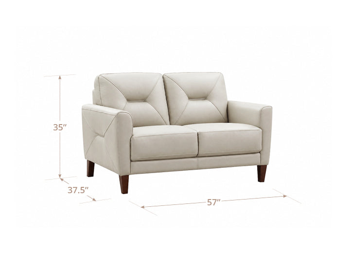 Elowen Vanilla Leather 57" Loveseat