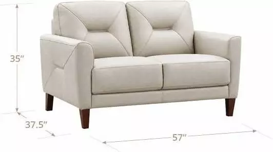 Elowen Vanilla Leather 57" Loveseat