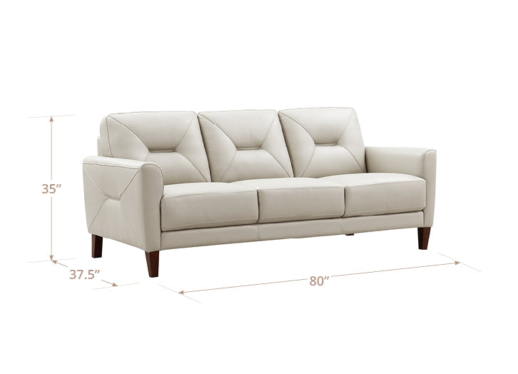 Elowen Vanilla Leather 80" Sofa