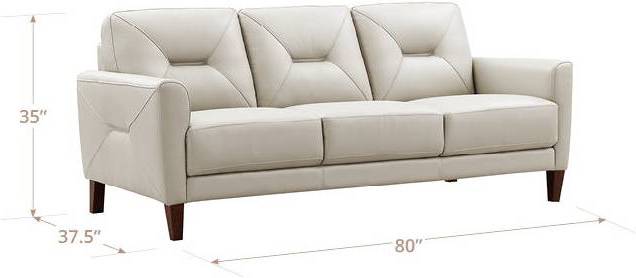 Elowen Vanilla Leather 80" Sofa
