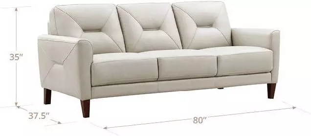 Elowen Vanilla Leather 80" Sofa