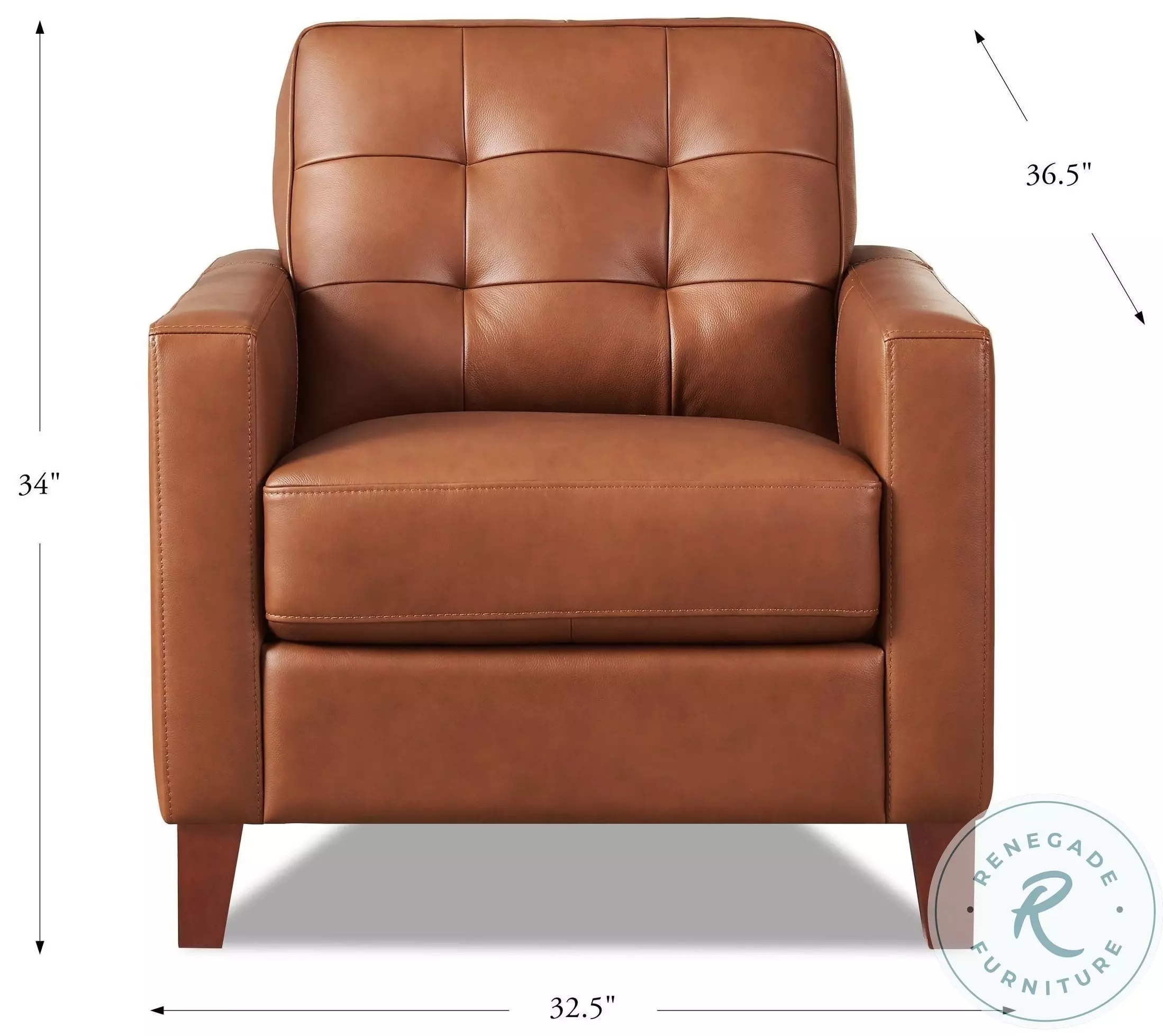Cassian Nutmeg Leather Upholstered Accent Chair