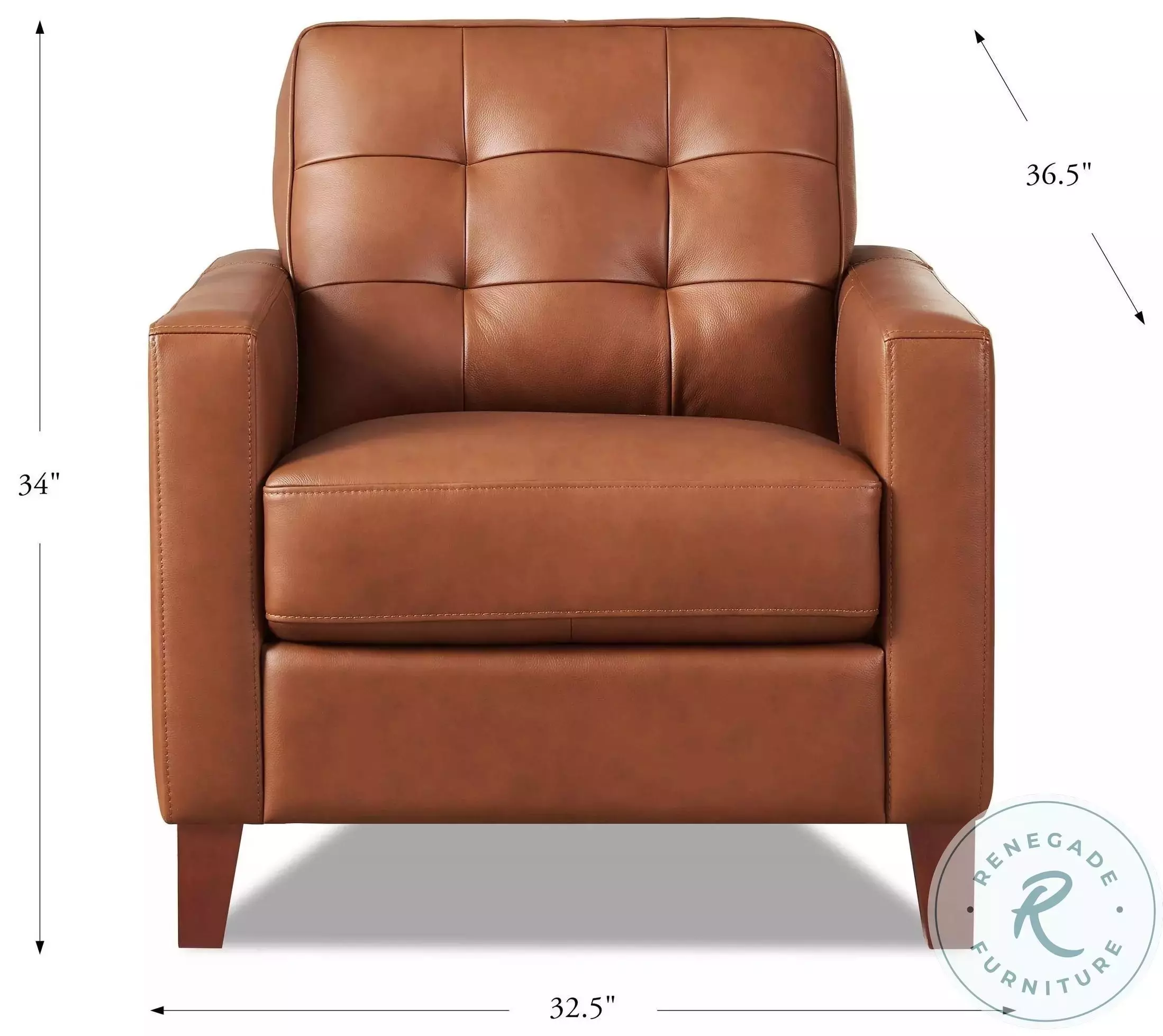 Cassian Nutmeg Leather Upholstered Accent Chair