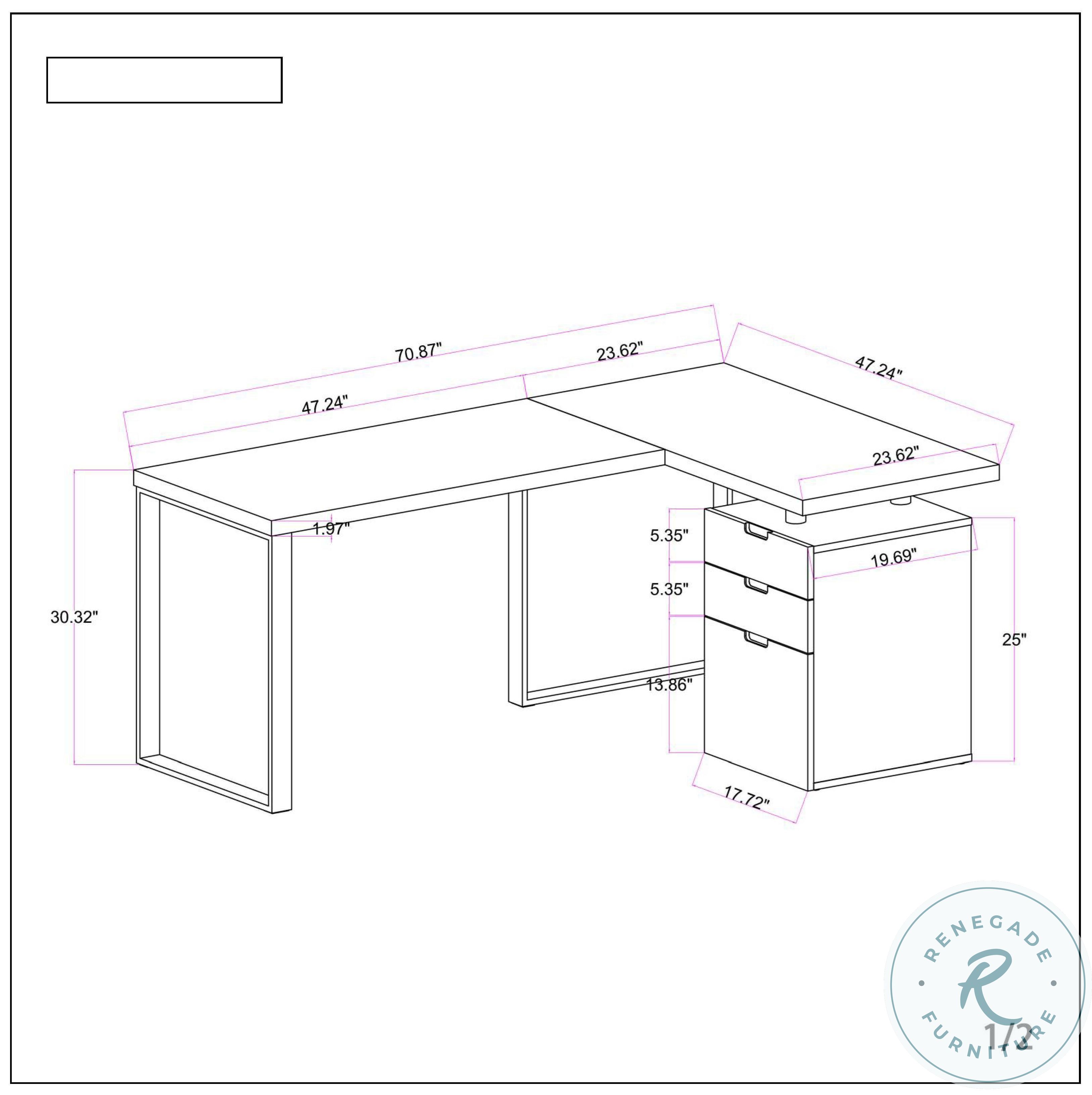 6921 Walnut Reversible Desk