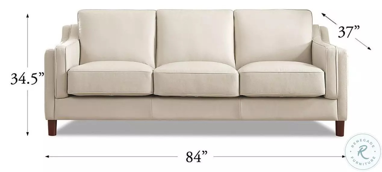 Isla Vanilla Leather 84" Sofa