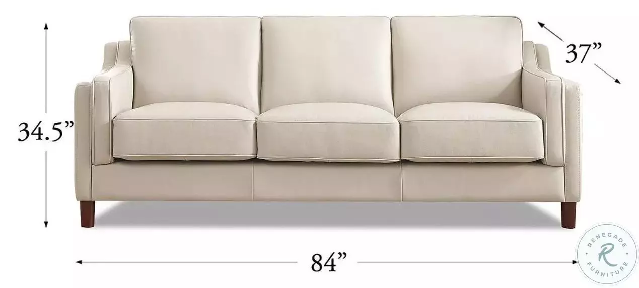 Isla Vanilla Leather 84" Sofa