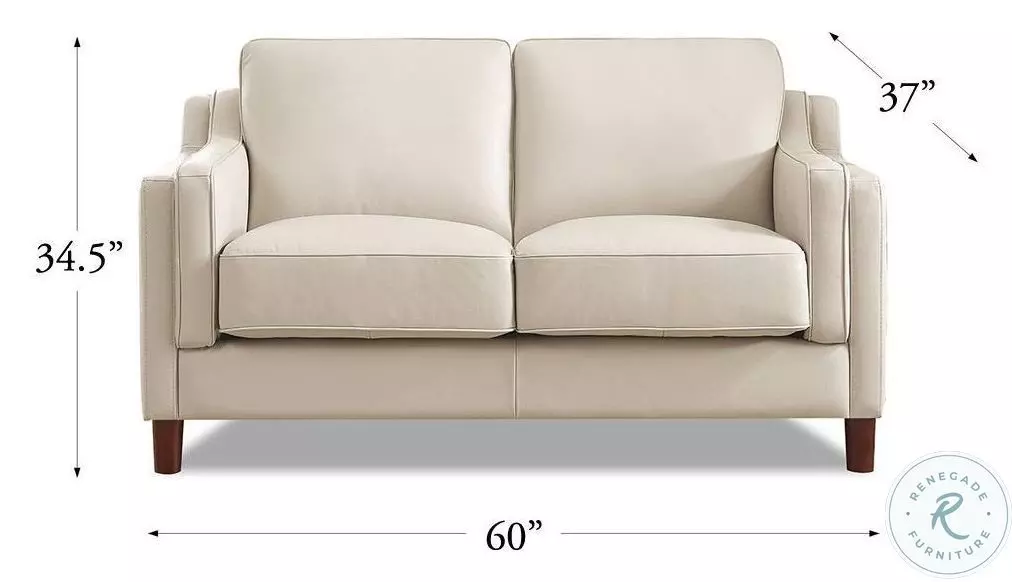 Isla Vanilla Top Grain Leather Loveseat