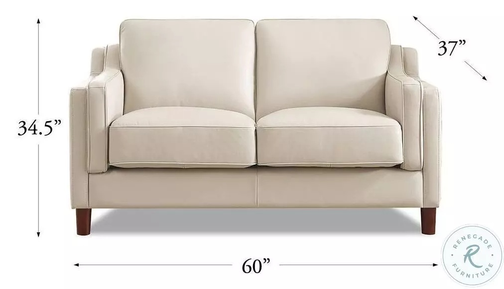 Isla Vanilla Leather 60" Loveseat
