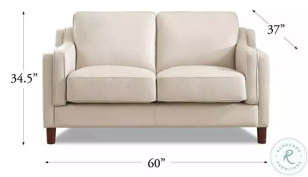 Isla Vanilla Leather 60" Loveseat