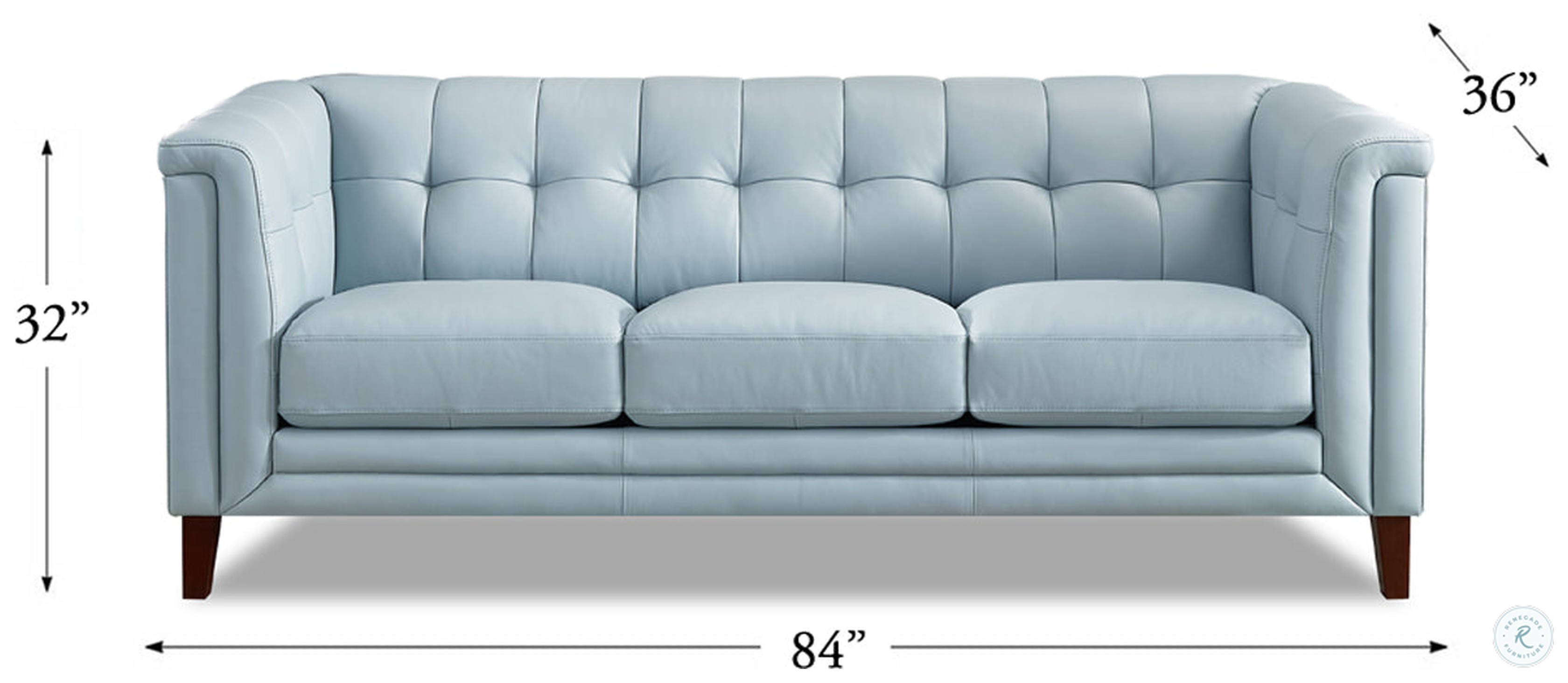 Elric Spa Blue Leather 84" Sofa