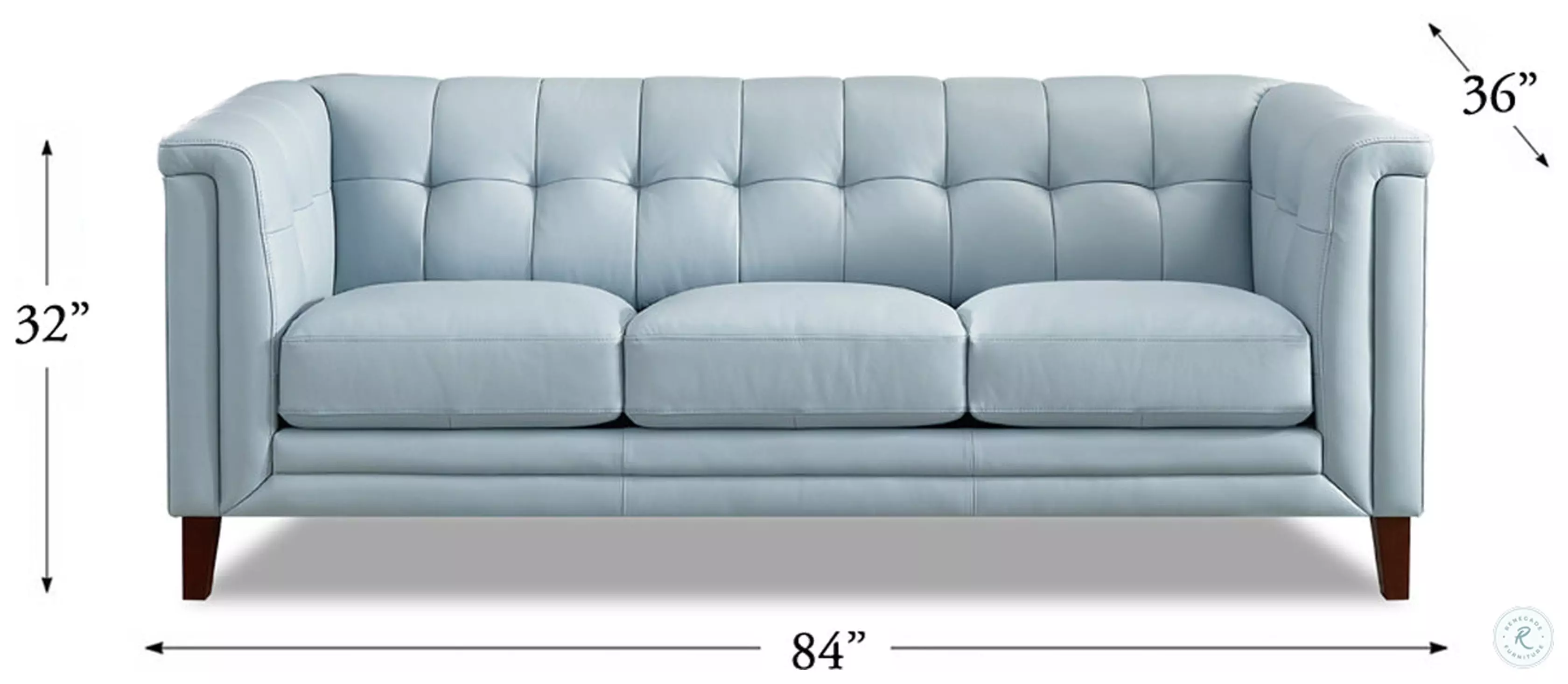 Elric Spa Blue Leather 84" Sofa