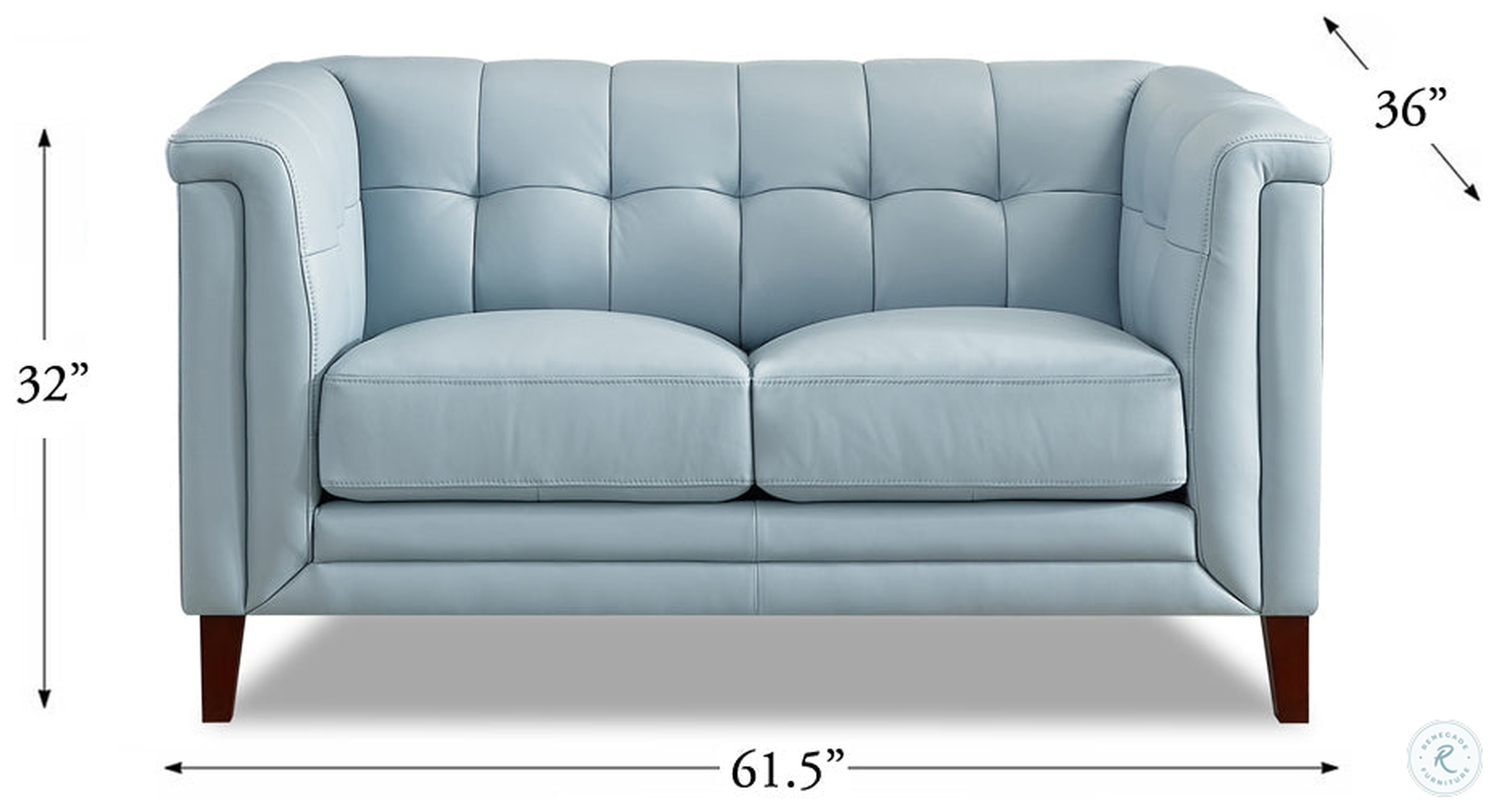 Elric Spa Blue Leather 62" Loveseat