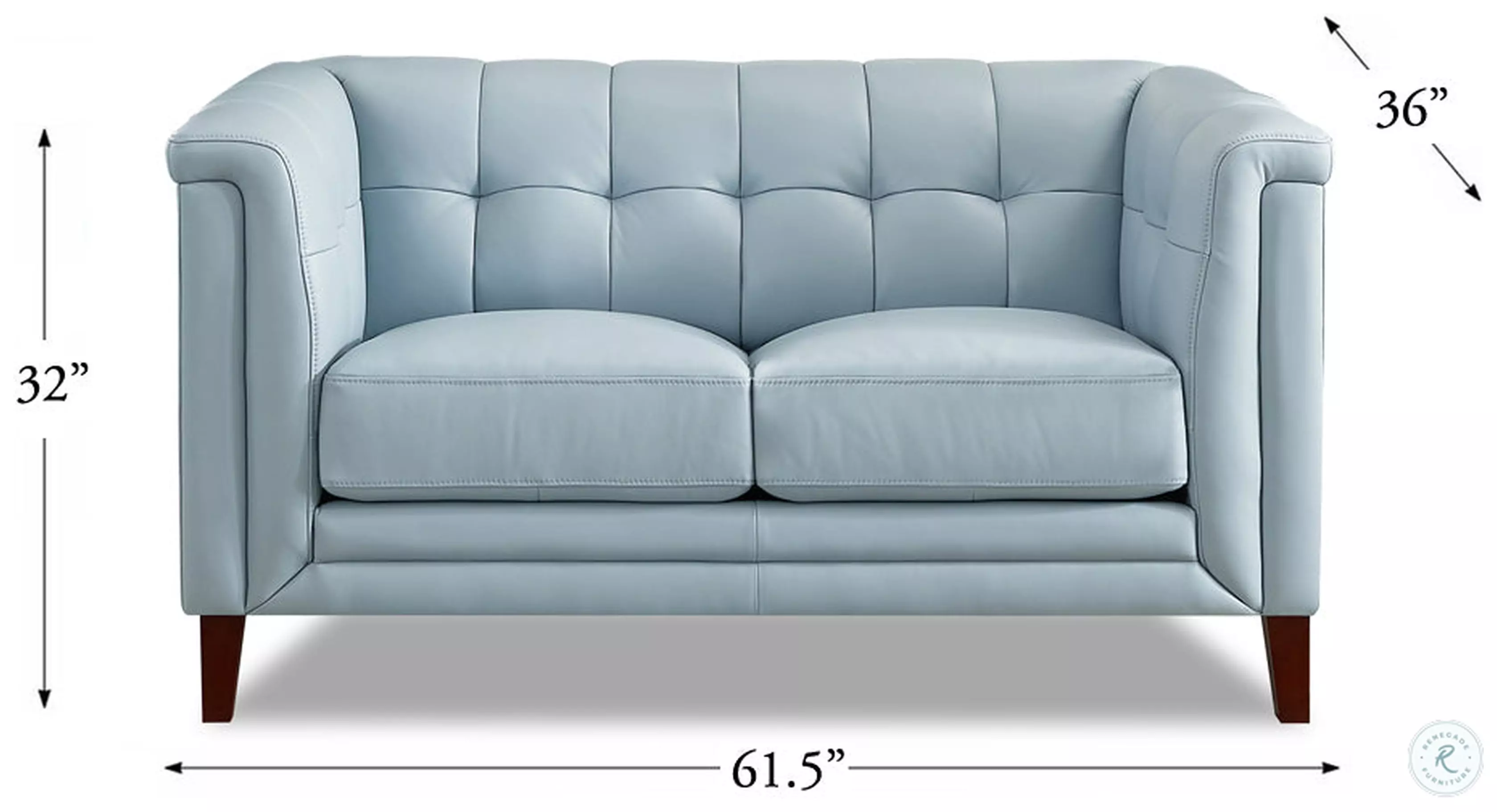 Elric Spa Blue Leather 62" Loveseat