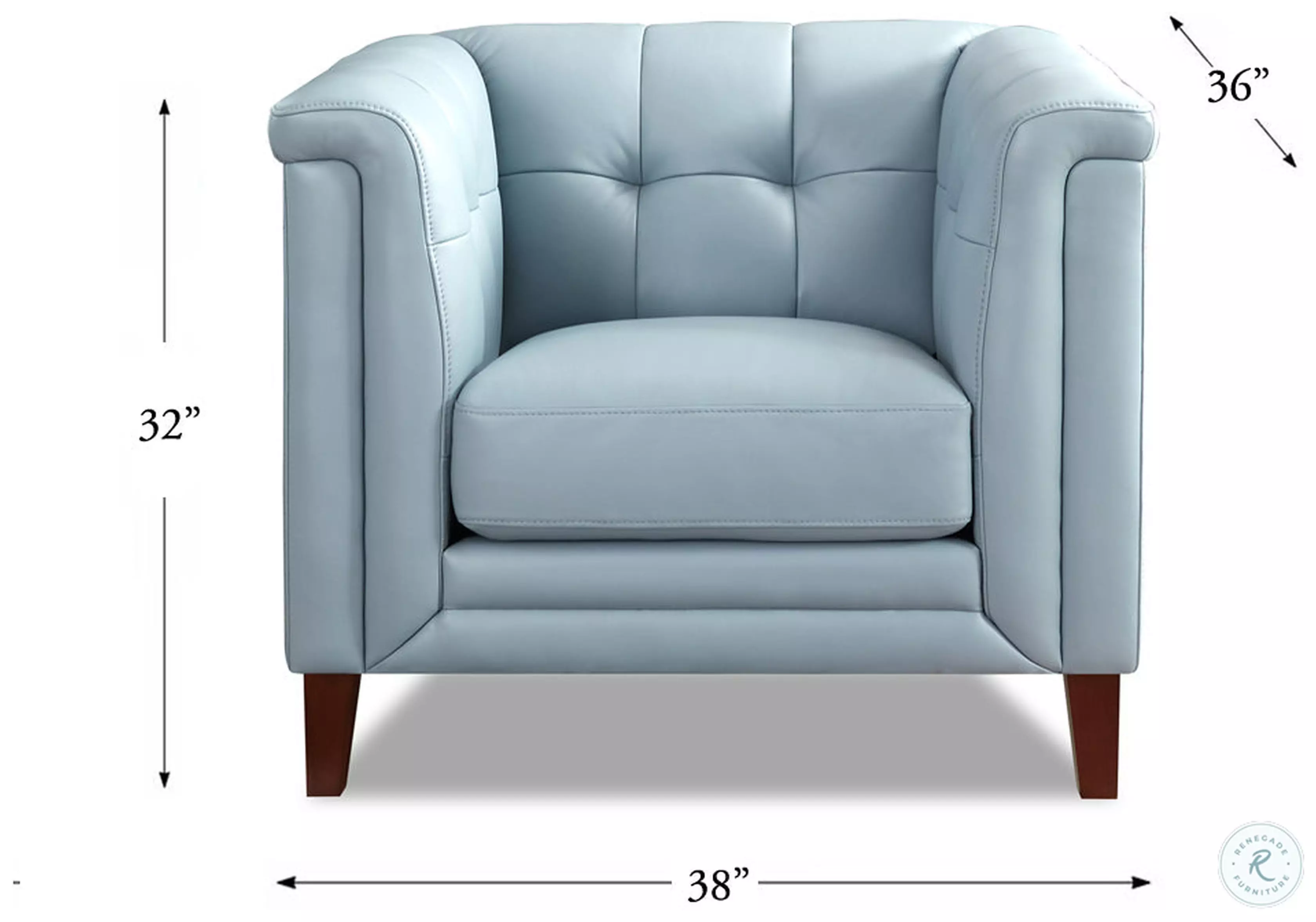 Elric Spa Blue Leather Upholstered Accent Chair